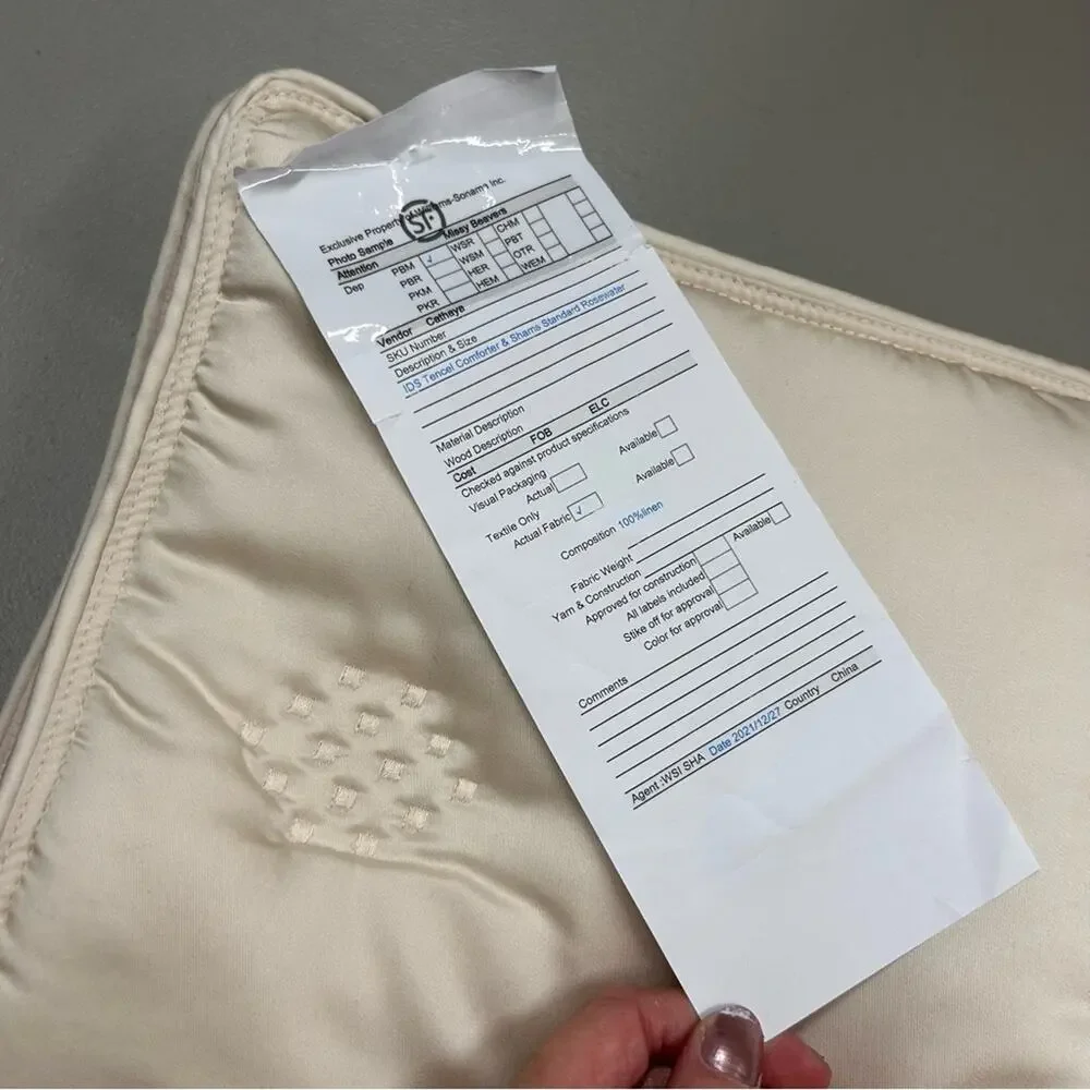 Pottery Barn Tencel Comforter Standard Pillow Sham Cover Rosewater Pink / Beige